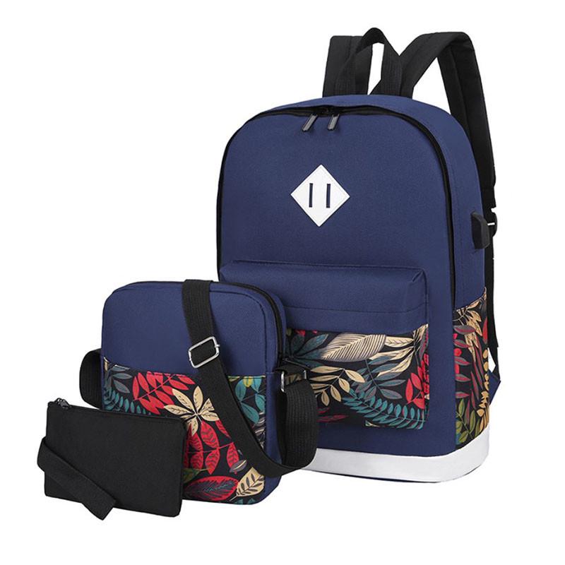 Рюкзак Lesko LP93 3в1 30L Синие листья