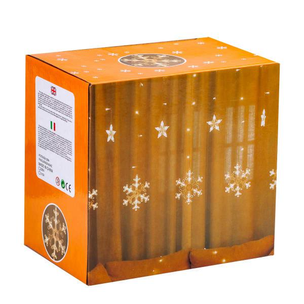 Гирлянда-штора Звезды/снежинки 3х0,9 м 10 фигур Желтый (3761)