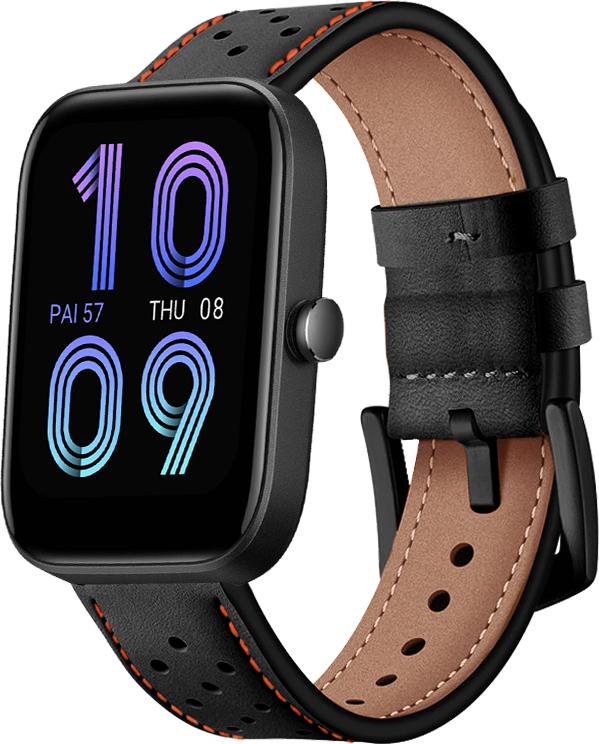 Ремешок кожаный Classico для Amazfit Bip 3 Black/Orange (28056-54)