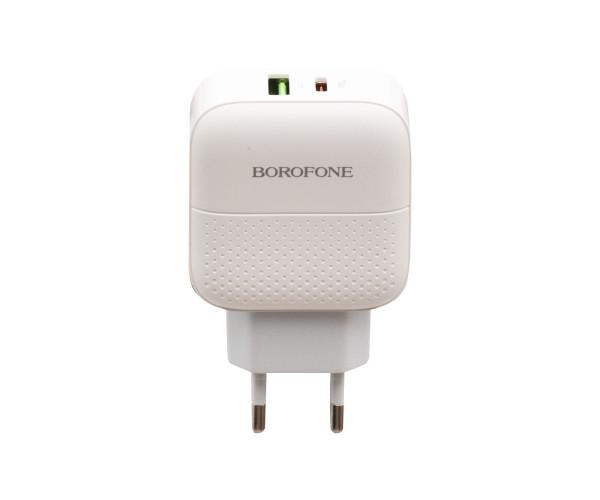 Пристрій зарядний мережевий Borofone BA46A USB QC3.0 Type-C PD 18 W cable Type-C to Lightning White Пристрій зарядний мережевий Borofone BA46A USB QC3.0 Type-C PD 18 W cable Type-C to Lightning White