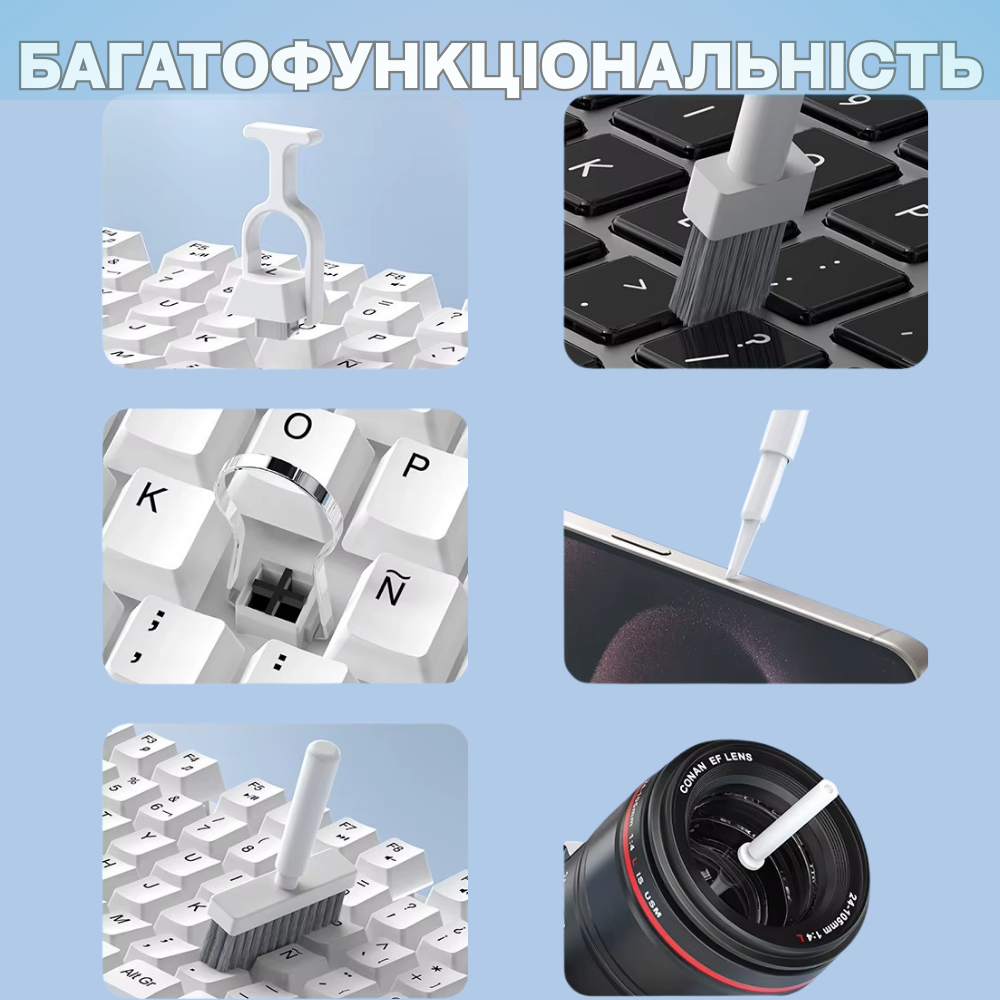 Набор для чистки гаджетов и подставка для клавиатуры 22в1 щетки для чистки клавиатуры и электроники - фото 6 Набор для чистки гаджетов и подставка для клавиатуры 22в1 щетки для чистки клавиатуры и электроники - фото 6