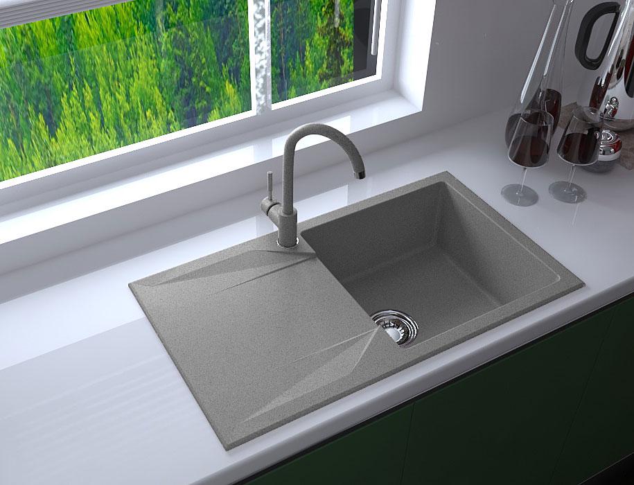 Мийка для кухніLexona Argo гранітна + кран Сірий (557) - фото 4 Мийка для кухніLexona Argo гранітна + кран Сірий (557) - фото 4