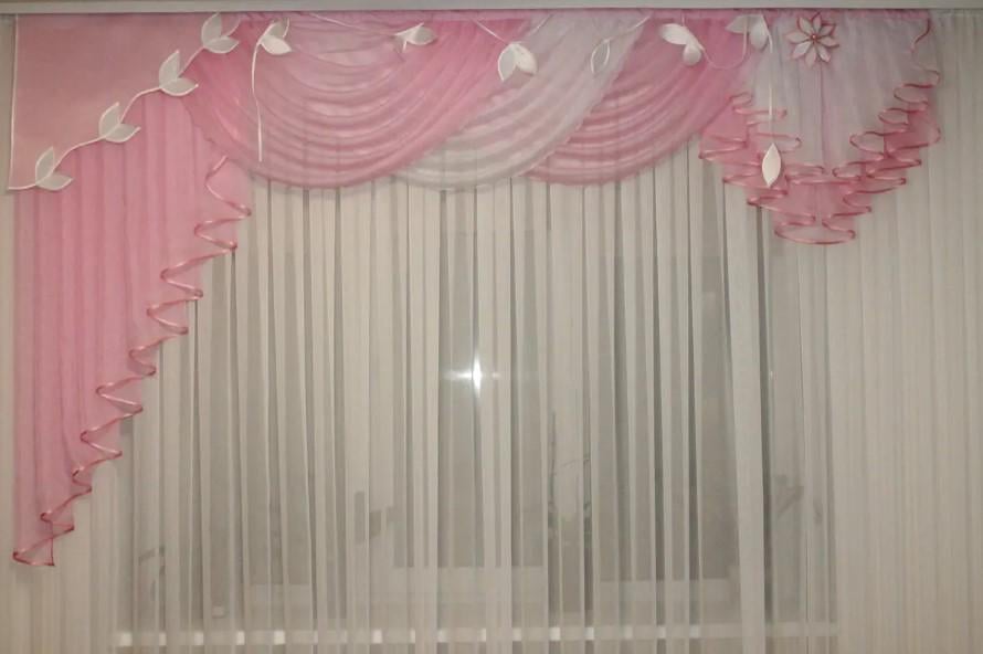 Ламбрекен на карниз в гостиную Сильва шифон 2,5 м Розовый (25654035)