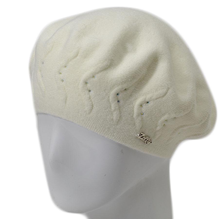 Берет женский Zolly ZH187 двойной тонкой вязки с стразами Молочный