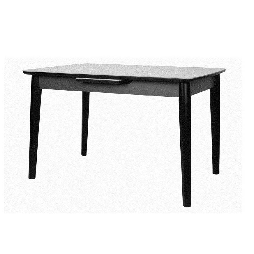 Стол кухонный Vetro Mebel TM-76 80х120( 30) см Бланко мрамор/Черный (керамика/МДФ/дерево)
