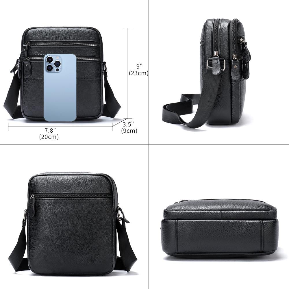 Чоловіча сумка Lorian через плече на два відділення з натуральної шкіри Чорний (LR 256076-black) - фото 5