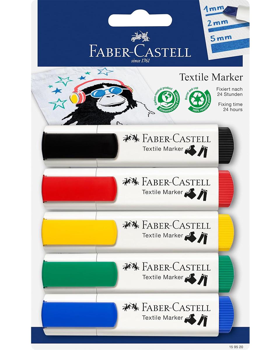 Маркери для тканини Faber-Castell TEXTILE MARKER 5 кольорів (159520)