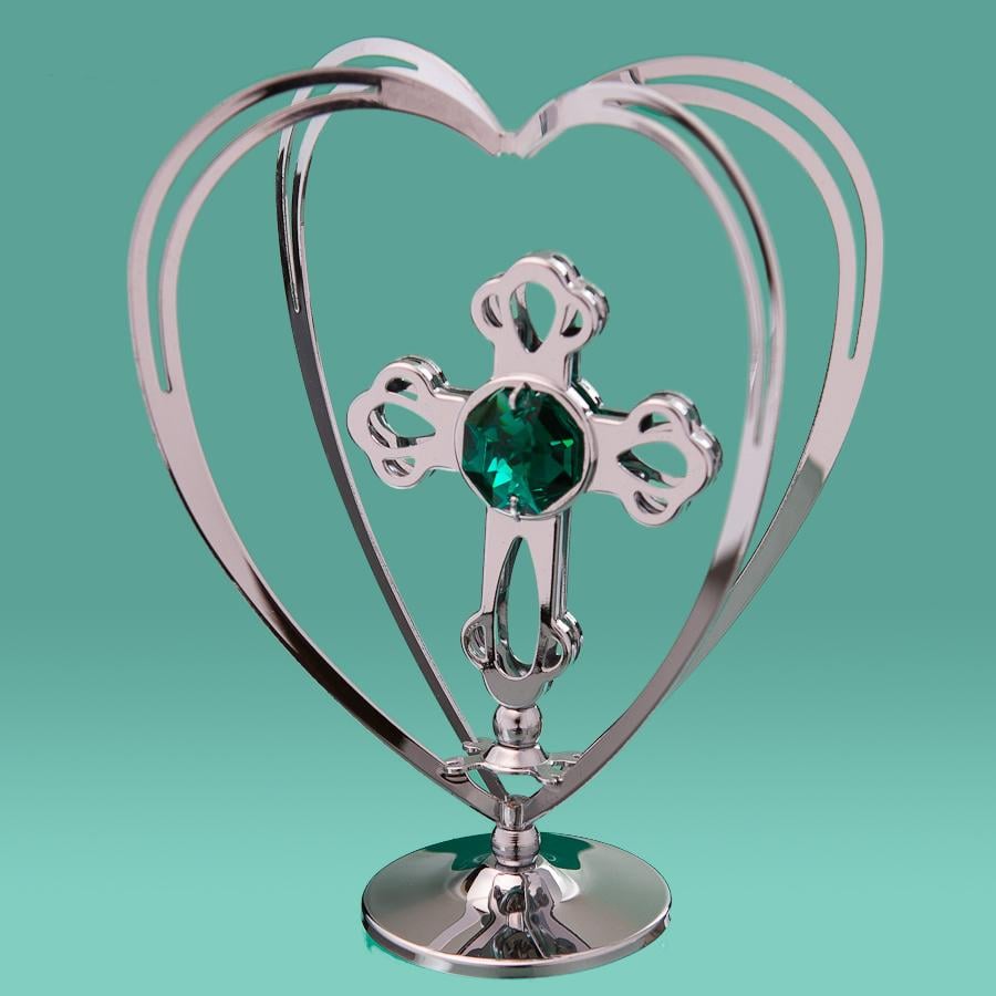 Фігурка Хрест у серці Elisey посріблений зі стразами (0030-004SL)