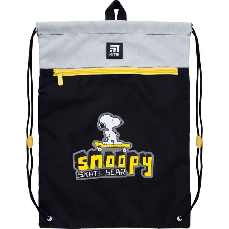 Сумка для взуття KITE Education Snoopy з кишенею 46х33 см Сіро-чорний (SN21-601M-1)