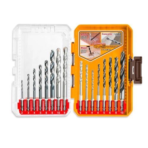 Набор сверл INGCO INDUSTRIAL по металлу/бетону/древесине 16 ед. (000230503)