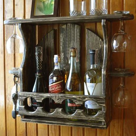 Полка для вина настенная из дерева Кумамото Мокко (ПНК-004510)