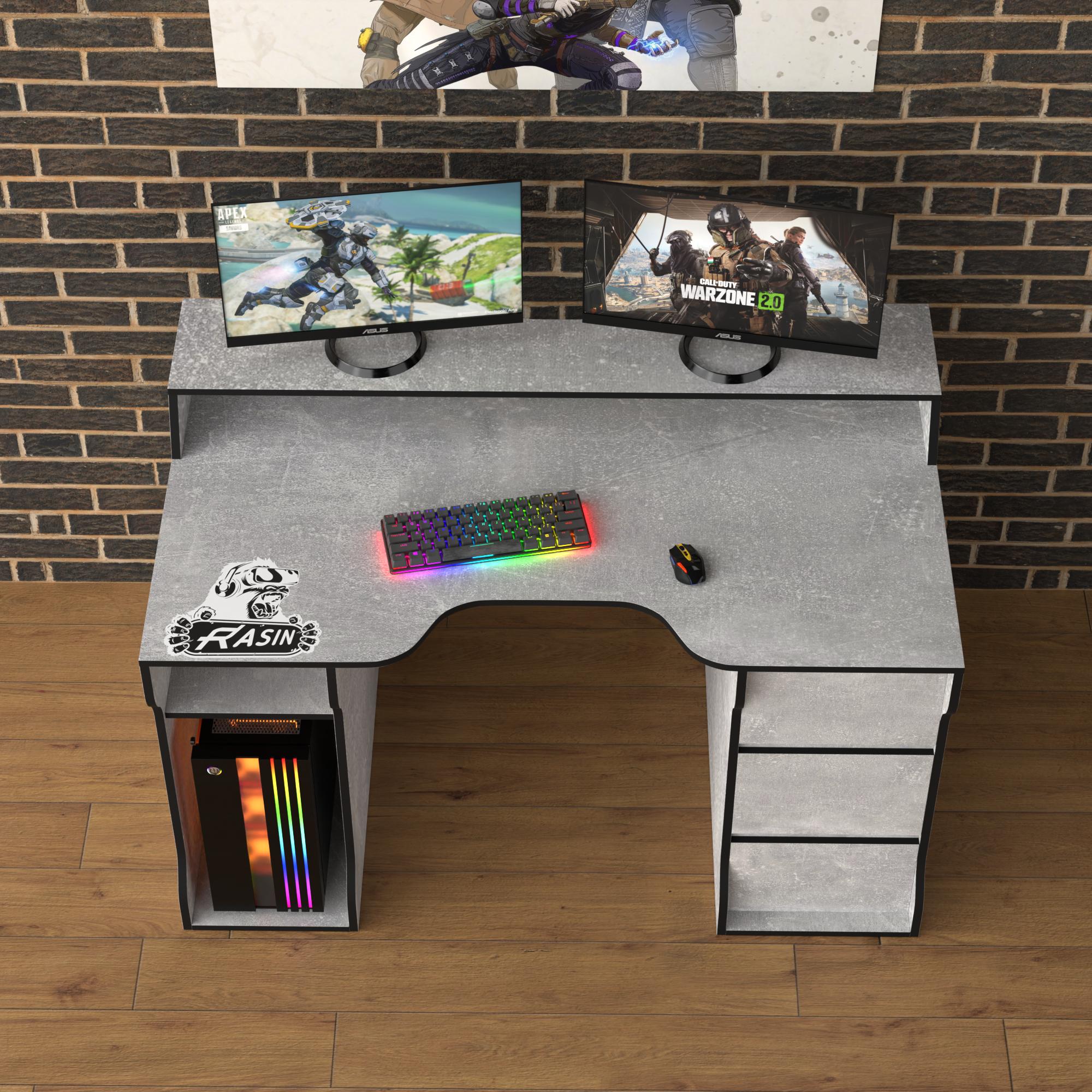 Стол геймерский эргономичный с надстройкой Zeus Rasin RS-26 из ЛДСП Индустриал-черный (RS-26) - фото 3