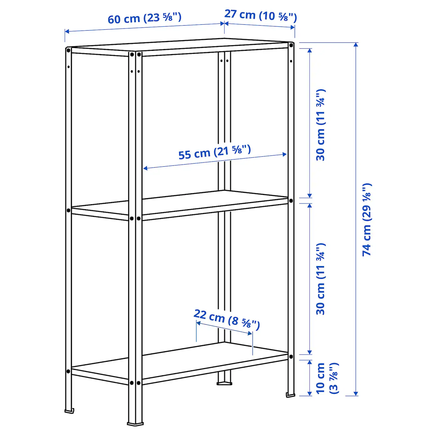 Стелаж IKEA Hyllis для приміщення/вулиці оцинкований 60х27х74 см (30428326) - фото 6