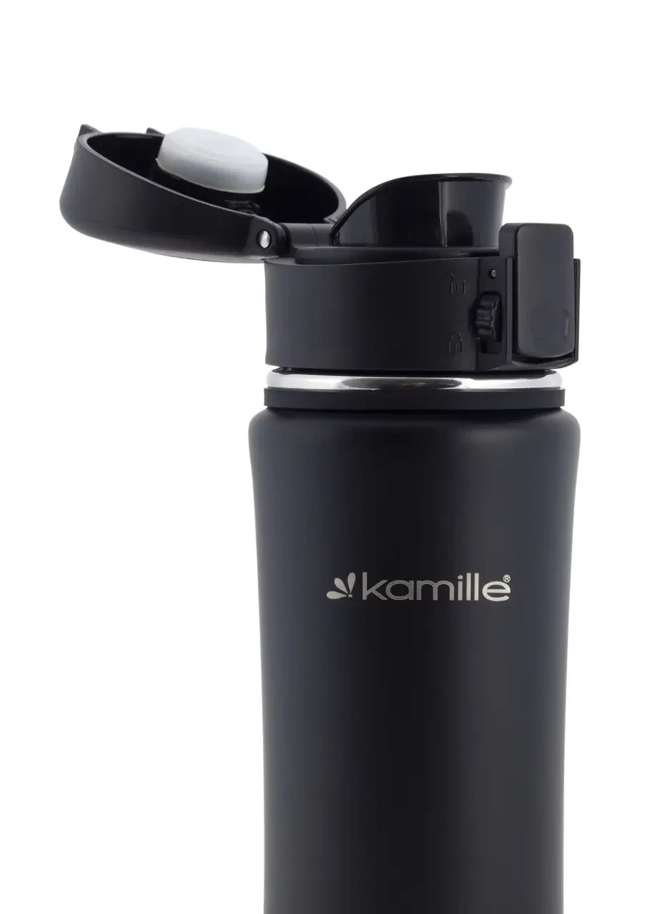 Спортивный термос-бутылка Kamille 500 мл из нержавеющей стали Черный (KM-2066) - фото 3 Спортивный термос-бутылка Kamille 500 мл из нержавеющей стали Черный (KM-2066) - фото 3