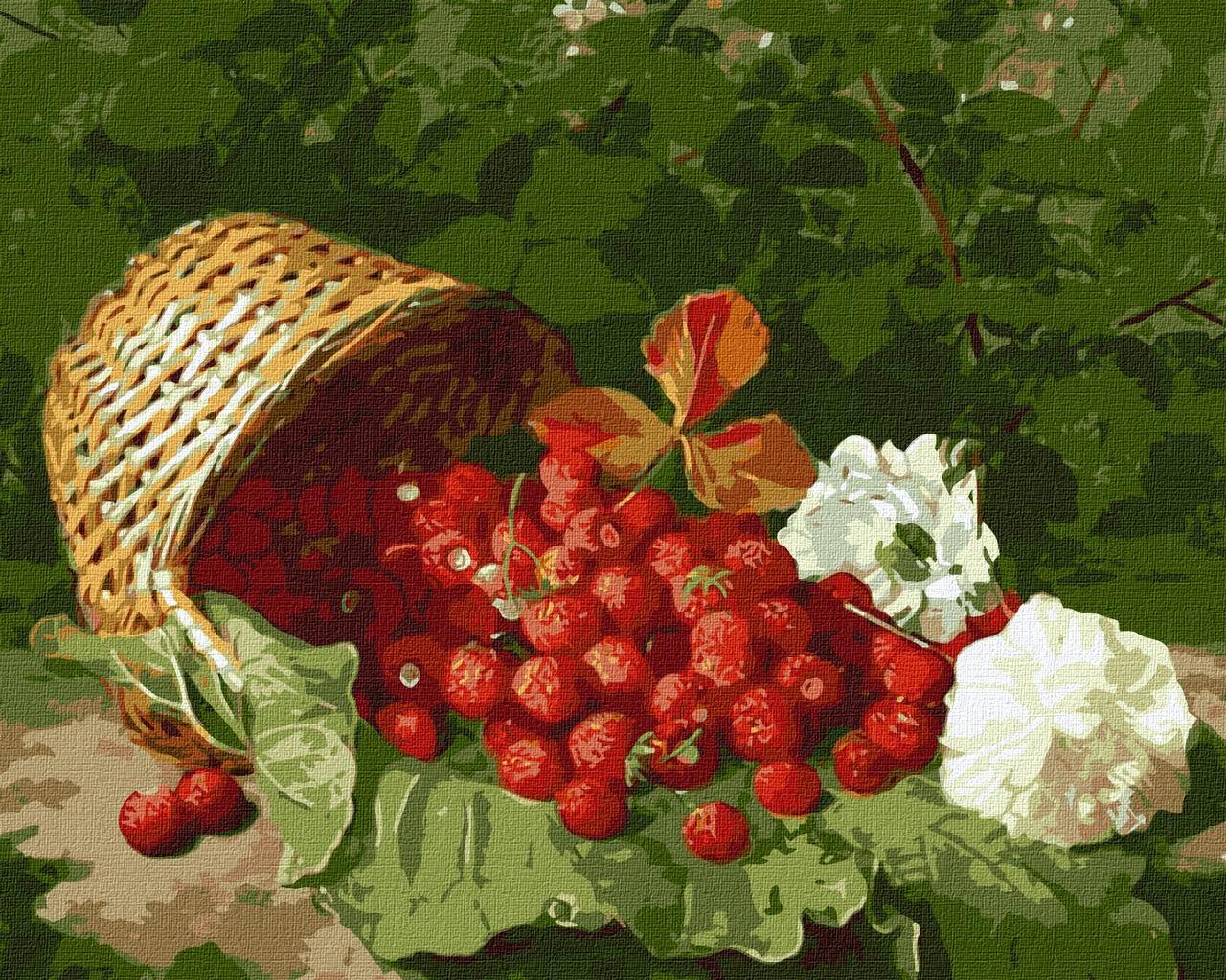 Картина по номерам Идейка Корзина с клубникой KHO5662 холст на подрамнике 40x50 см (1757942342)