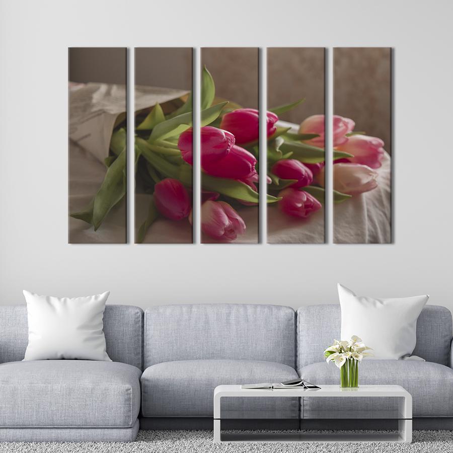 Картина на холсте Хрупкие розовые тюльпаны 155x95 см (936-51)