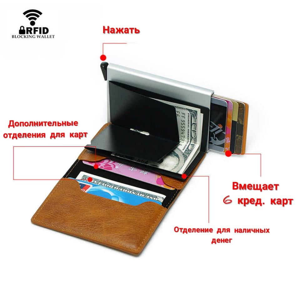 Гаманець Cart Holder з RFID захистом Коричневий (CH004) - фото 2