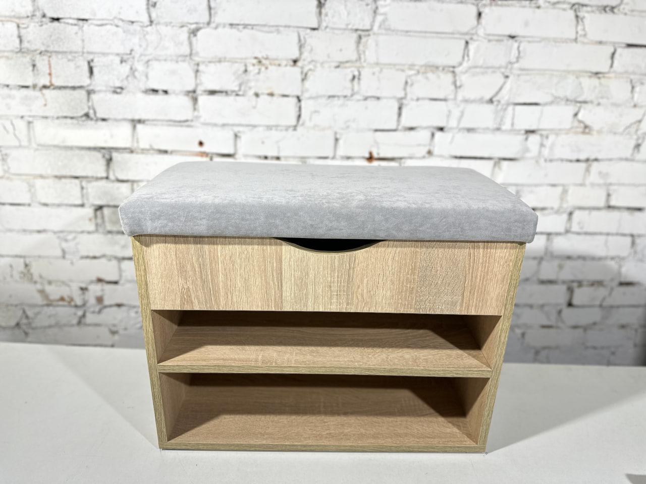 Тумба для обуви ДСП/ткань 30х80х45 см Дубсонома светлый/Светло-серый - фото 1