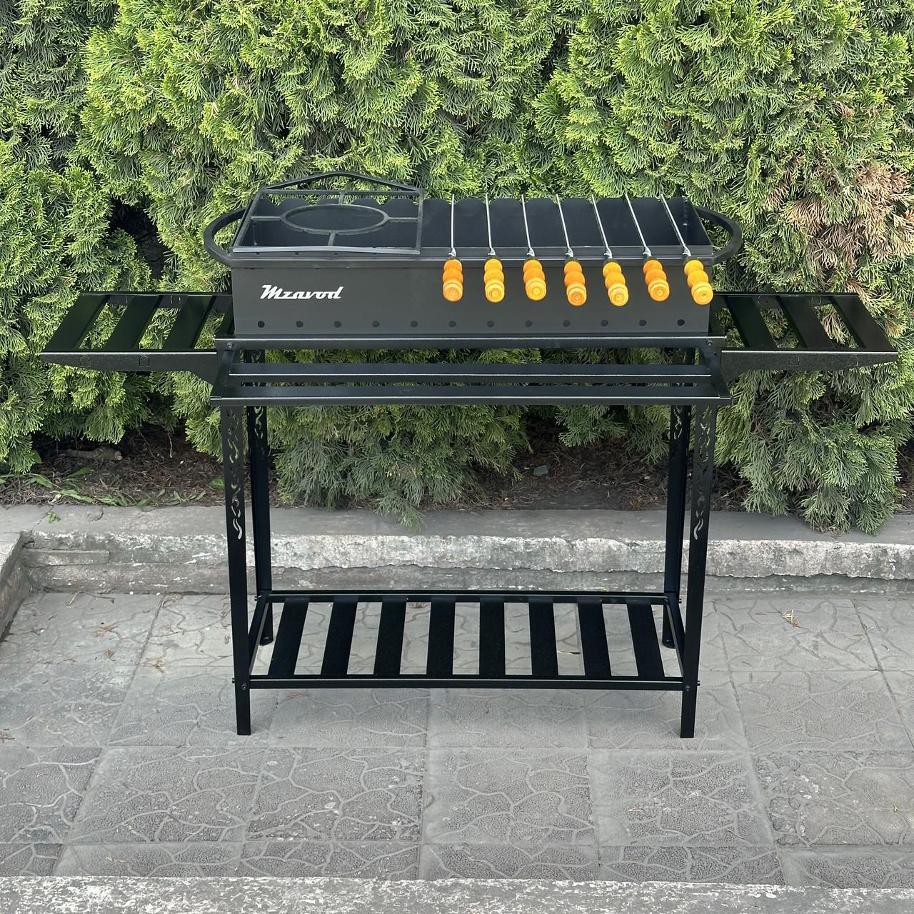 Мангал Metalzavod Прометей на 12 шампурів 4 мм на дровниці 98х36,7х94,5 см (MD12-4R) - фото 4 Мангал Metalzavod Прометей на 12 шампурів 4 мм на дровниці 98х36,7х94,5 см (MD12-4R) - фото 4