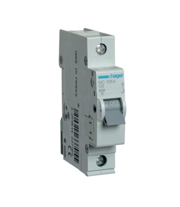 Автоматический выключатель 1P 6 kA C-6A 1M MC106A (8003)
