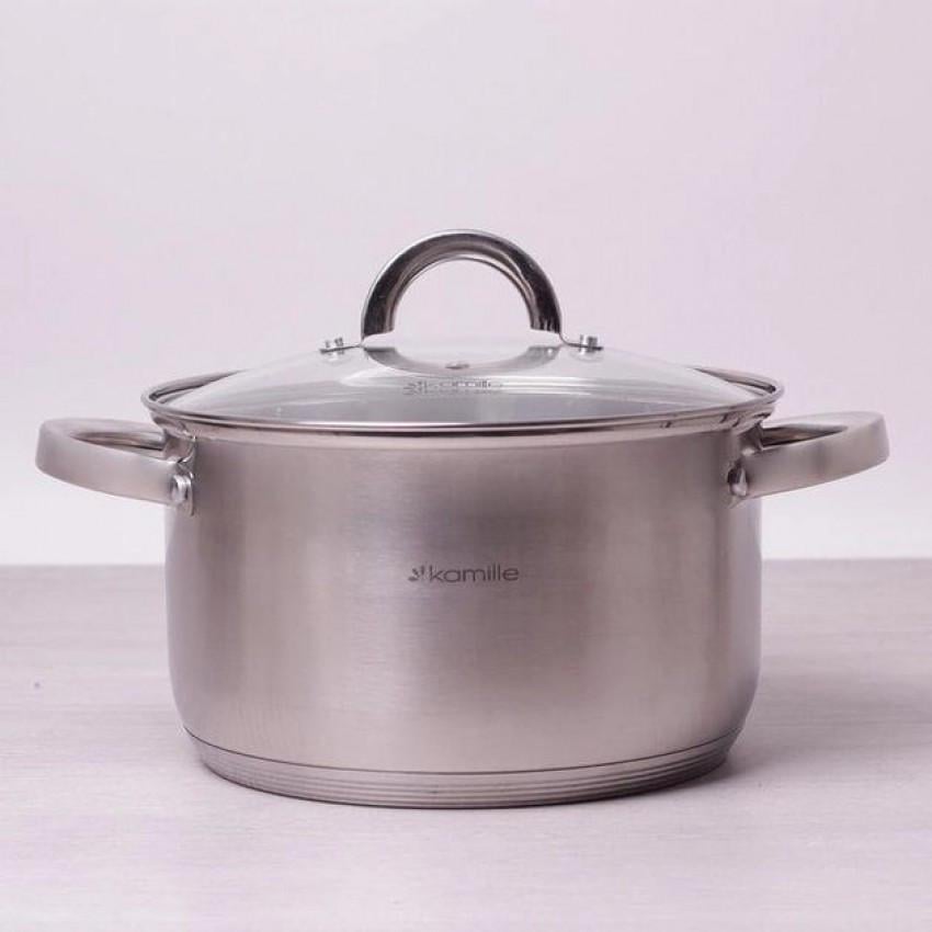 Кастрюля со стеклянной крышкой Kamille Classic KM-5622S из нержавеющей стали 5,1 л (1950208053) Кастрюля со стеклянной крышкой Kamille Classic KM-5622S из нержавеющей стали 5,1 л (1950208053)