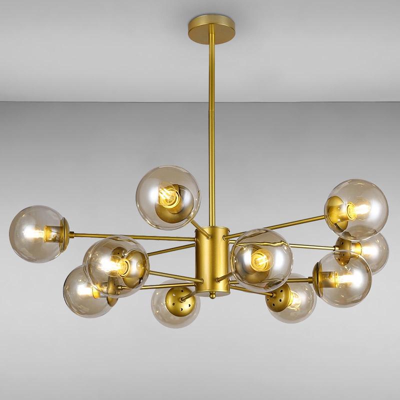 Люстра потолочная молекула Light House LS-14858-12 GD+BR на двенадцать ламп Золото