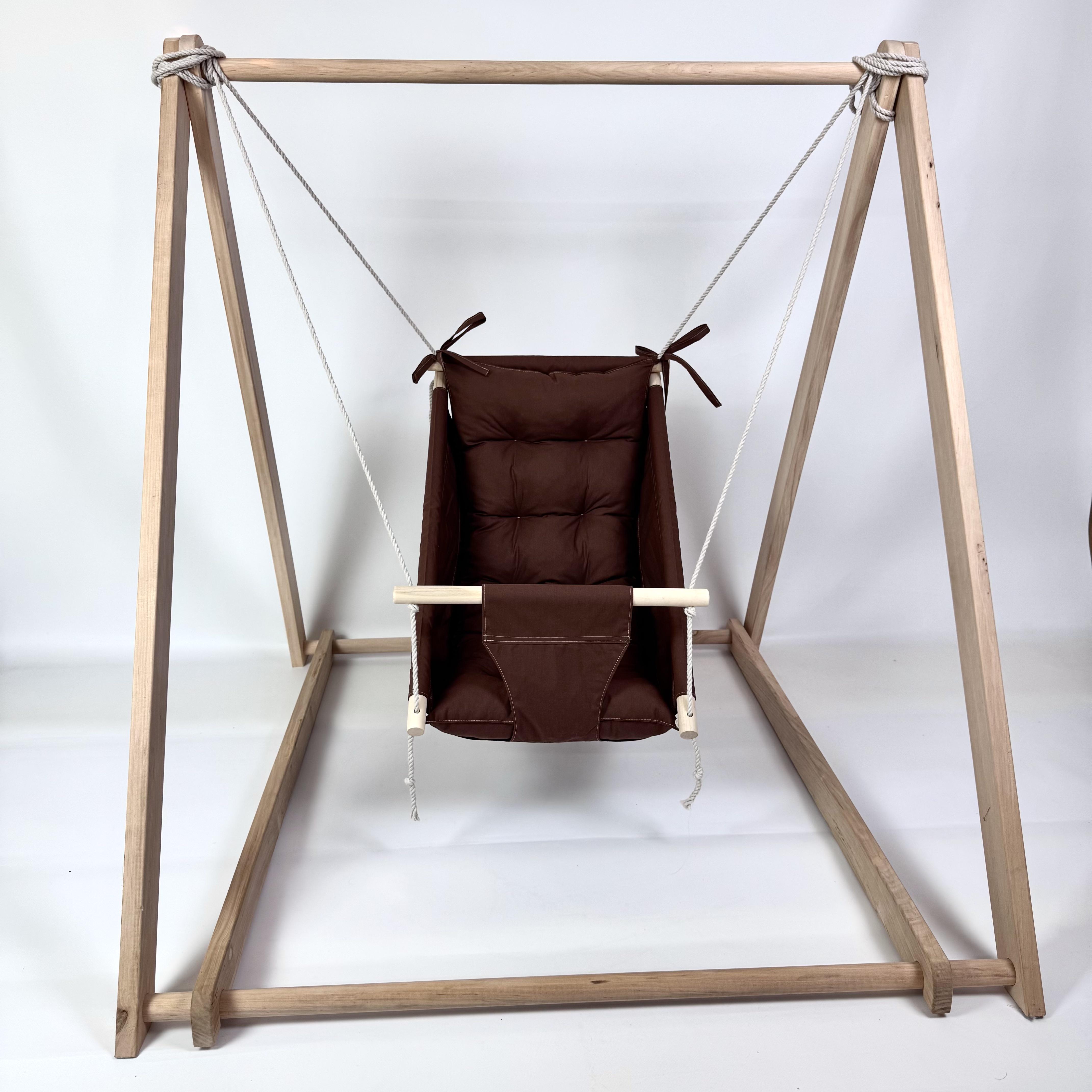 Комплект Деревʼяна опора та Колиханка бавовна Коричневий (gs-9029)