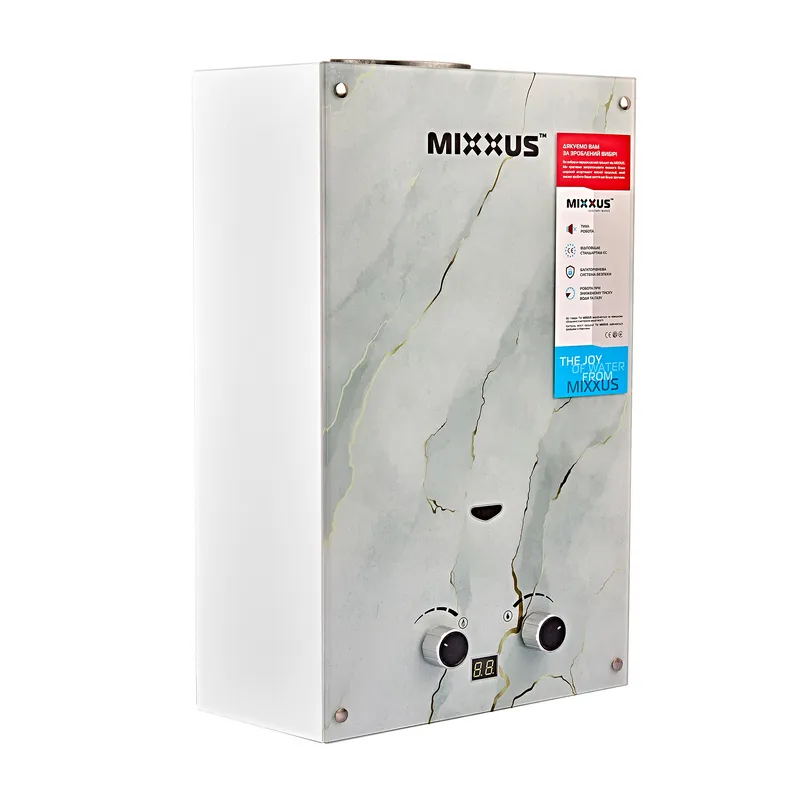 Газова колонка MIXXUS GWH-0510 BASIC GLASS димохідна 10 л/хв панель зі скла з малюнком (WH0026) - фото 2 Газова колонка MIXXUS GWH-0510 BASIC GLASS димохідна 10 л/хв панель зі скла з малюнком (WH0026) - фото 2