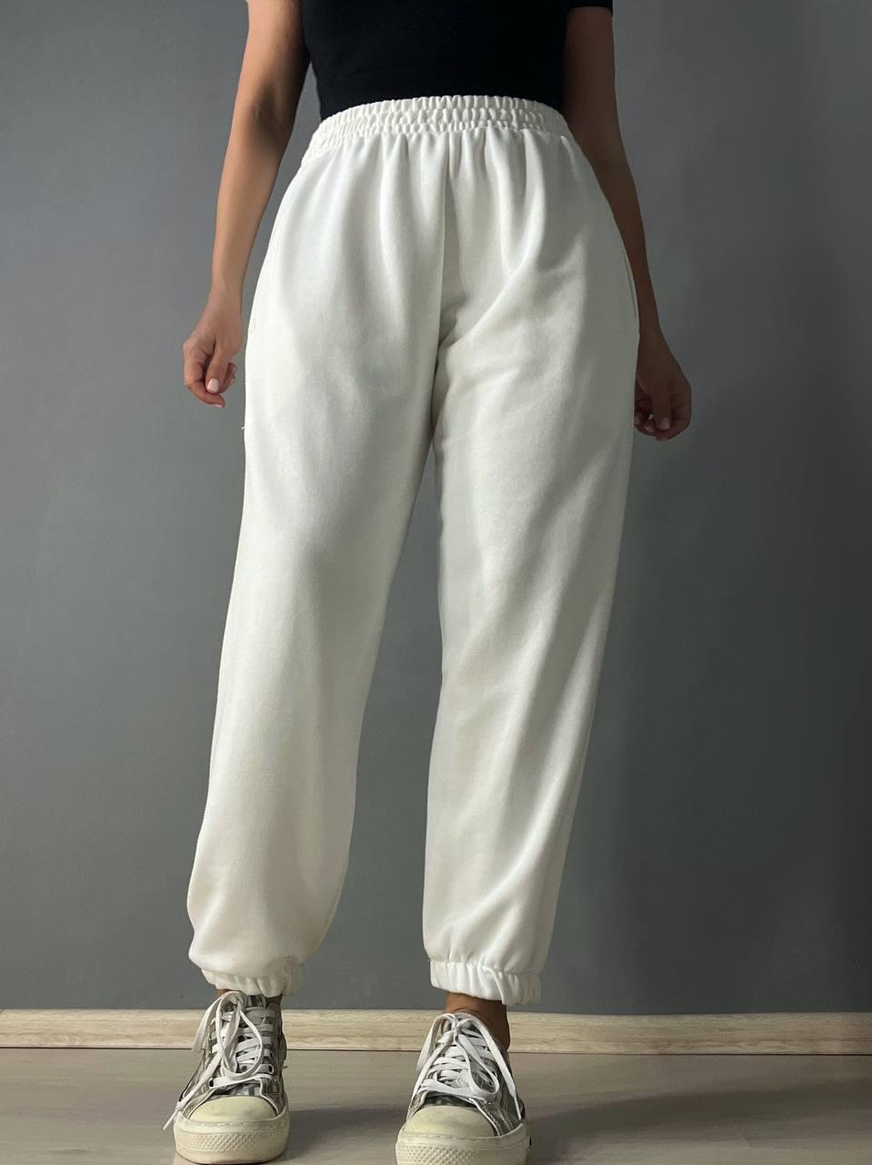 Брюки женские LSK 5279 джогеры на резинке с карманами оверсайз XL Белый (27082968)