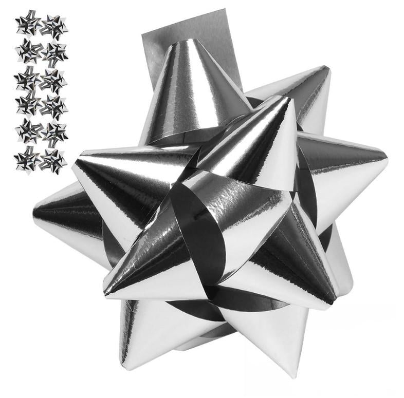 Бант для подарочной упаковки 8 см 12 шт. Серебряный металлик (4-Silver) Бант для подарочной упаковки 8 см 12 шт. Серебряный металлик (4-Silver)