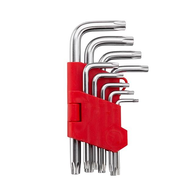 Набір ключів Intertool Г-подібних TORX з отвором 9 шт. Т10-Т50 CrV (HT-0604)