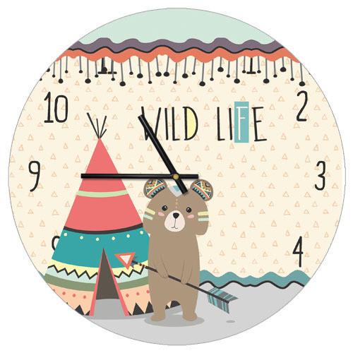 Часы настенные круглые Presentville Мишка индеец 36 см (CHR P TFL052)