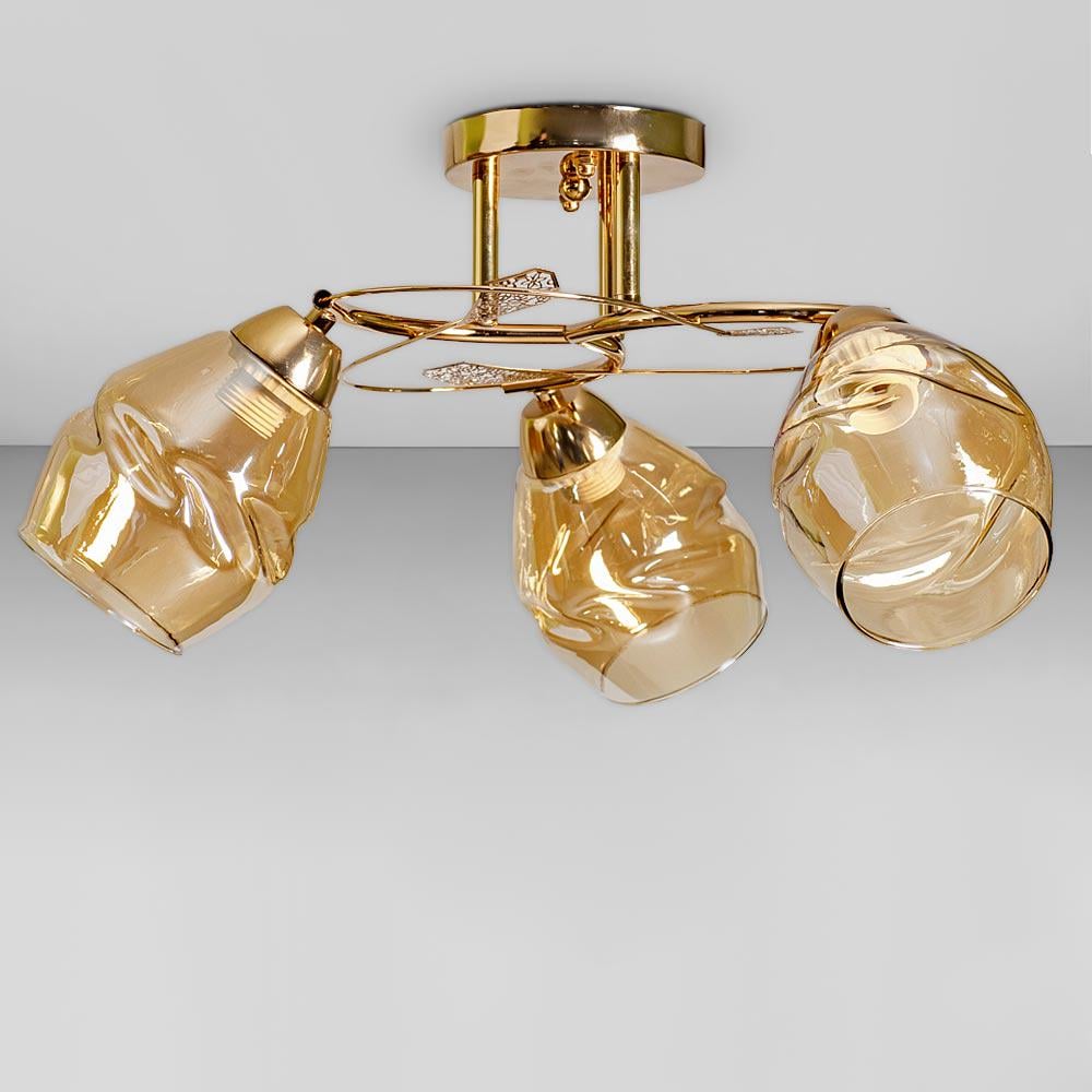 Люстра потолочная Light House SC-18732/3 FG d 480х230 мм Золотой/Янтарный