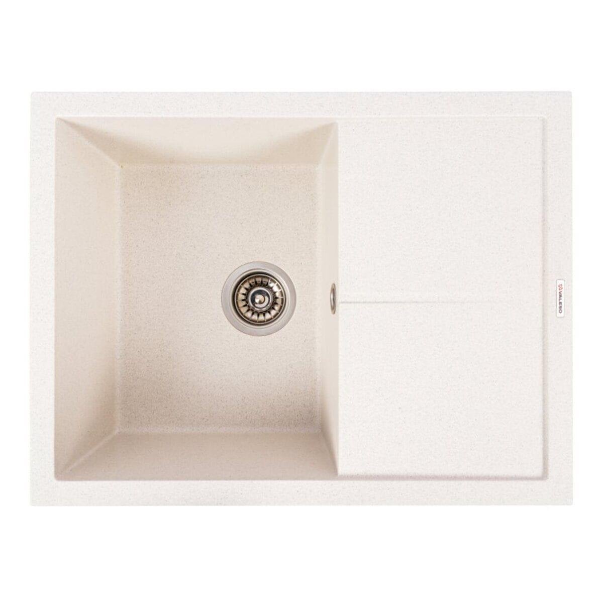 Мойка гранитная Valeso Cripta врезная прямоугольная в точку матовая 650х500 мм Белый