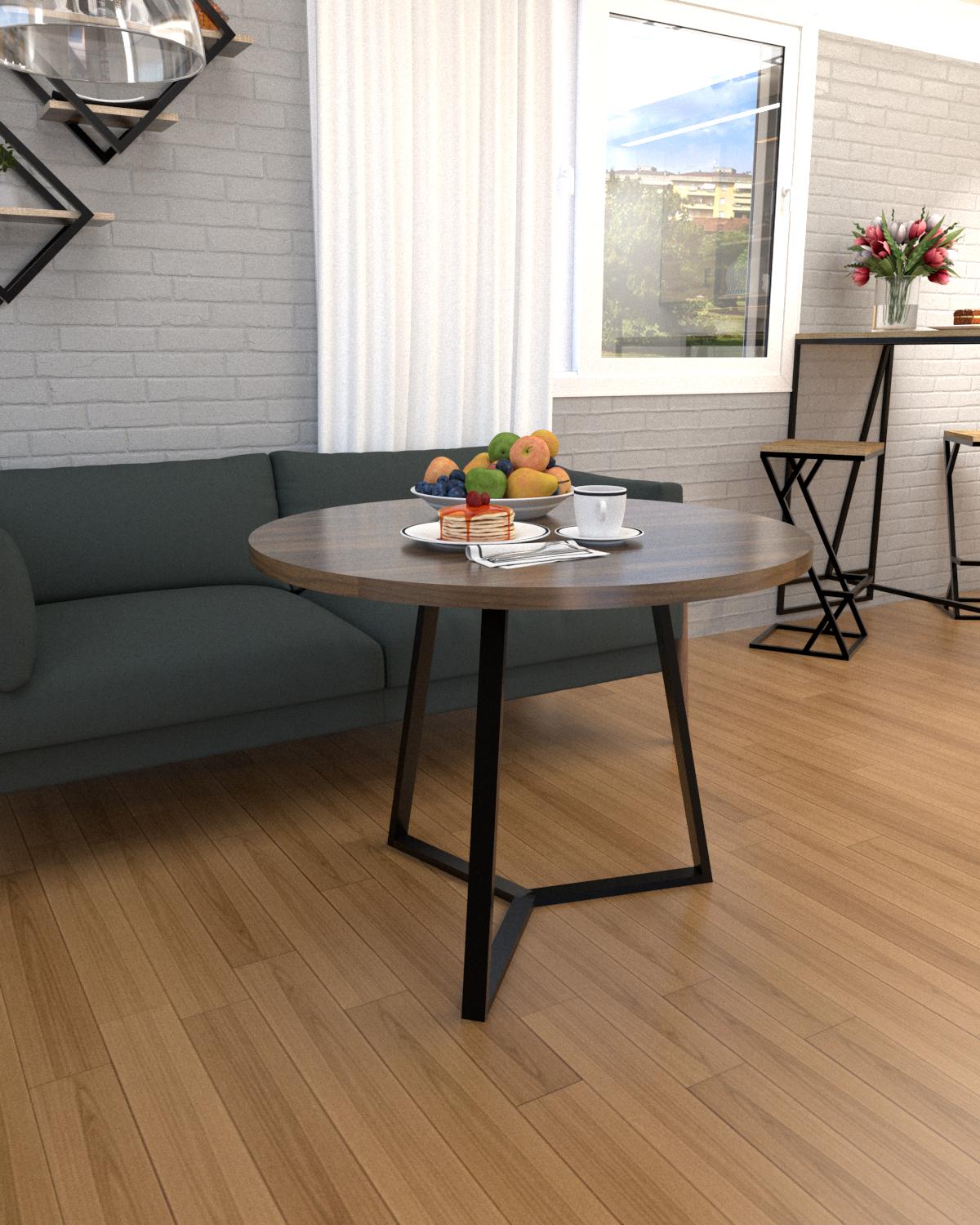 Обідній стіл EcoLoft Рондело DSP-1313-11 в стилі лофт Горіх Модена (31213122)