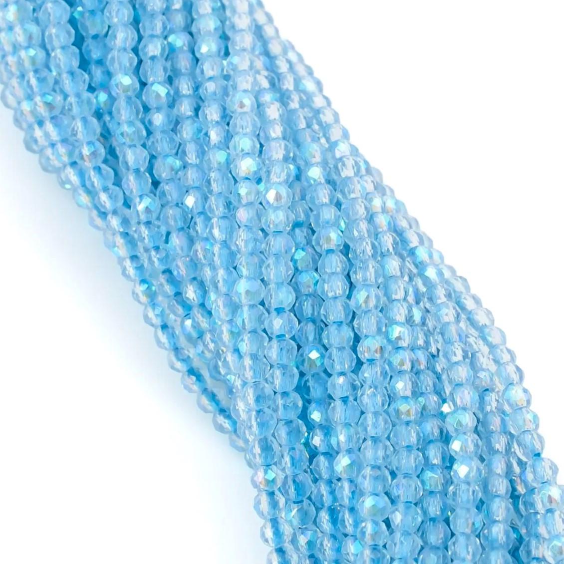 Бусины Шпинель огранка круглая АВ 46 2 мм 200 шт. нить 37 см Голубой светлый (БШ4602к92)