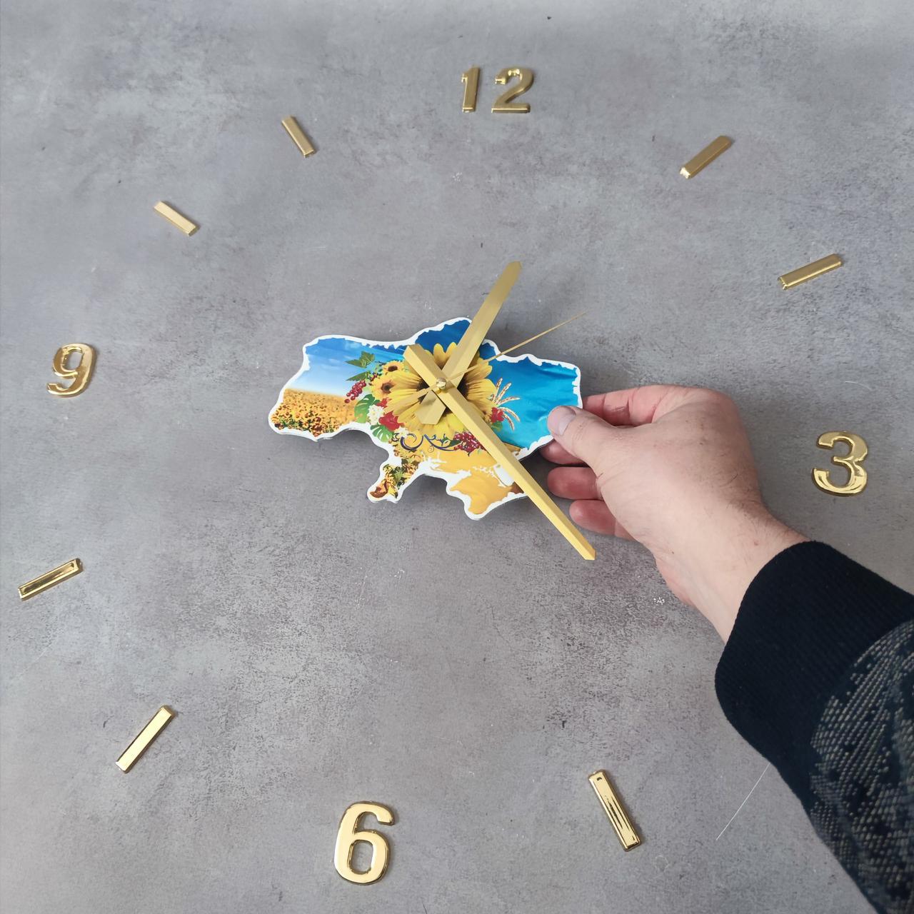 Годинник настінний 3D Карта України Золотистий (2584890066) - фото 3