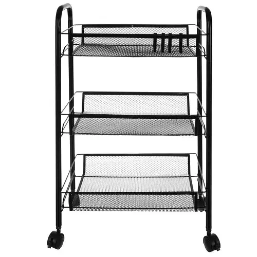 Органайзер 3-х ярусная на колесиках и 4 крючками для мелких предметов из углеродистой стали 44x17x63 см Органайзер 3-х ярусная на колесиках и 4 крючками для мелких предметов из углеродистой стали 44x17x63 см