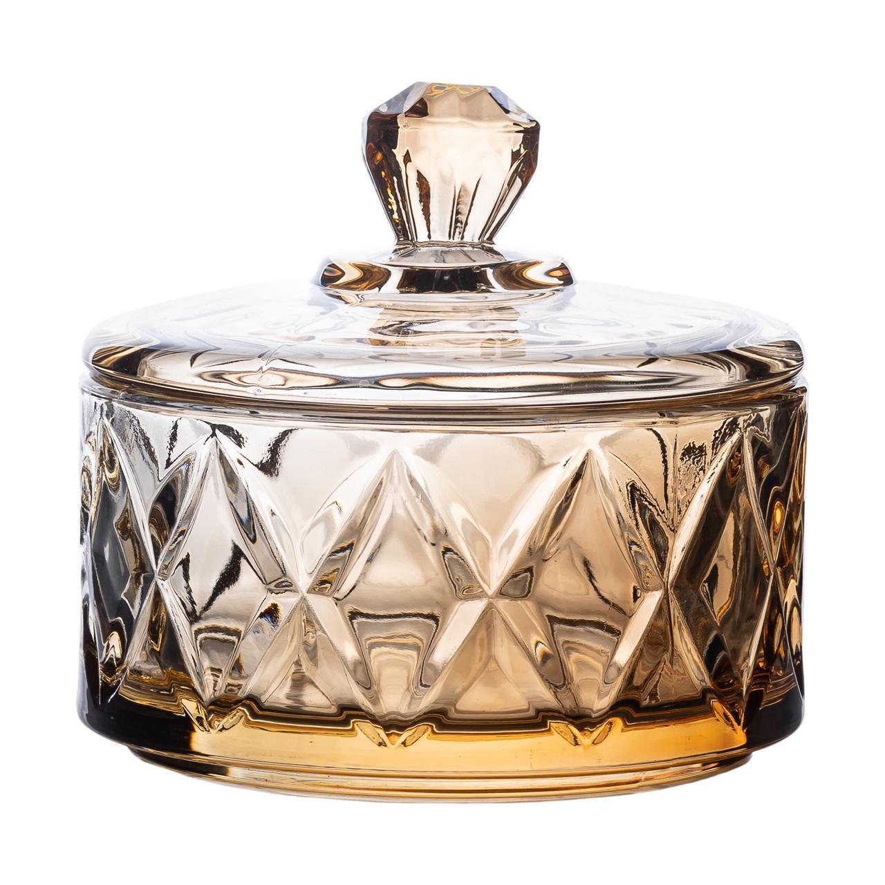 Цукерниця з кришкою скляна HP-YH-21 Ø 10 см Коричневий (A-033624) - фото 2 Цукерниця з кришкою скляна HP-YH-21 Ø 10 см Коричневий (A-033624) - фото 2