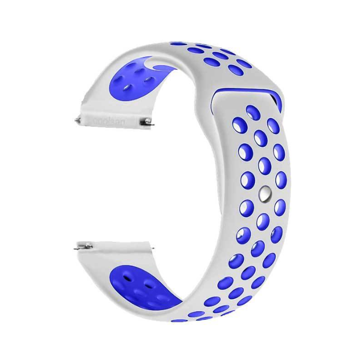 Ремешок для смарт-часов Sport Nike Style силиконовый 20 мм Белый/Синий (1674P)