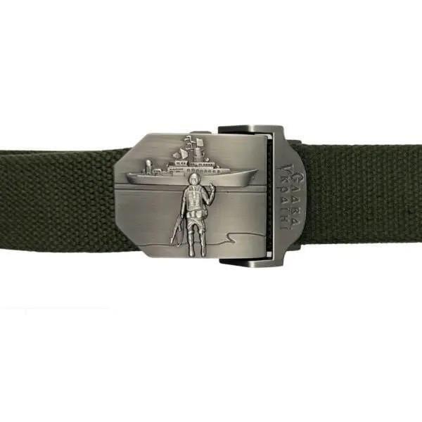 Ремень с патриотической пряжкой Корабль Олива (KL-1136)