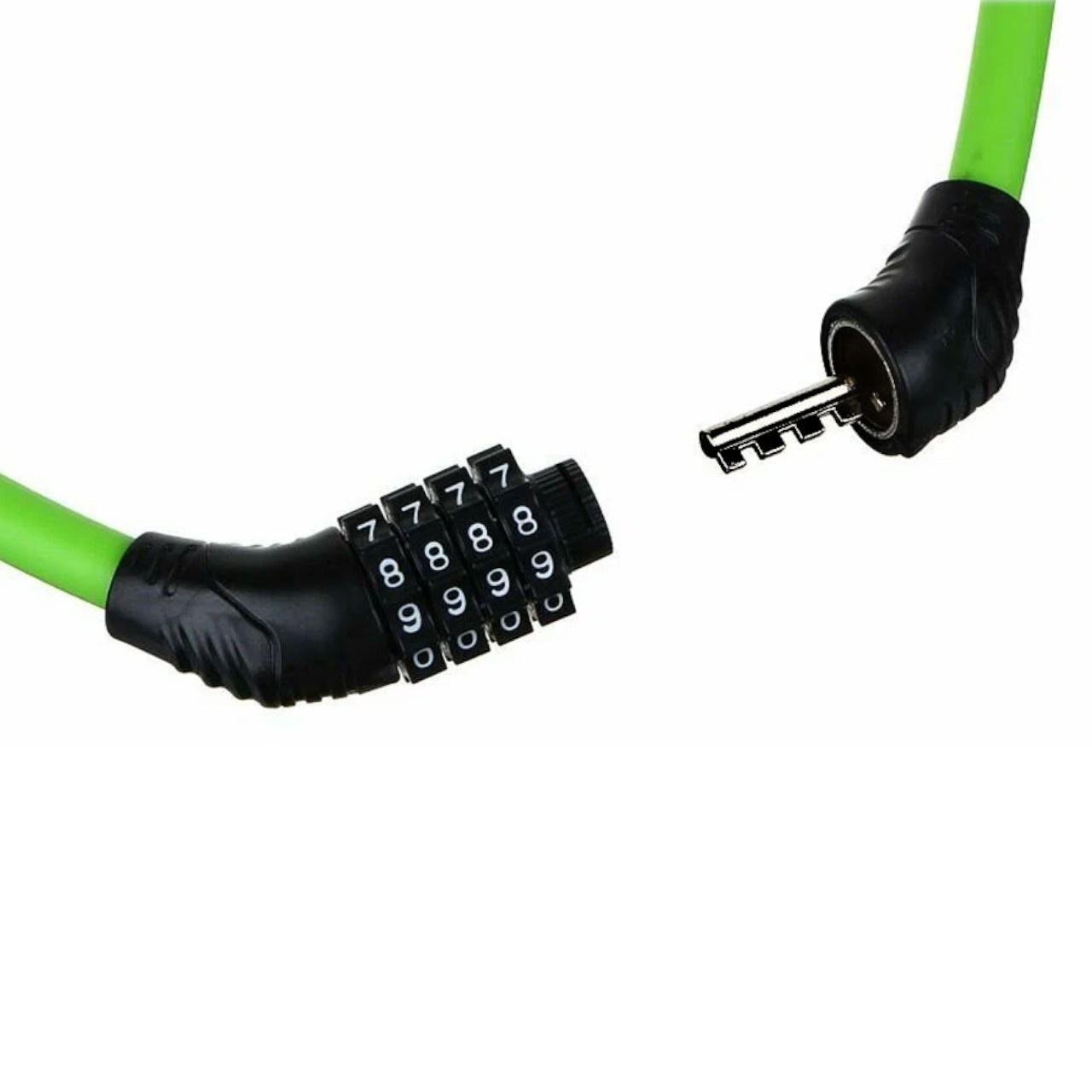 Велозамок протиугінний трос з кодовим замком 50 см Green (09051511) - фото 2