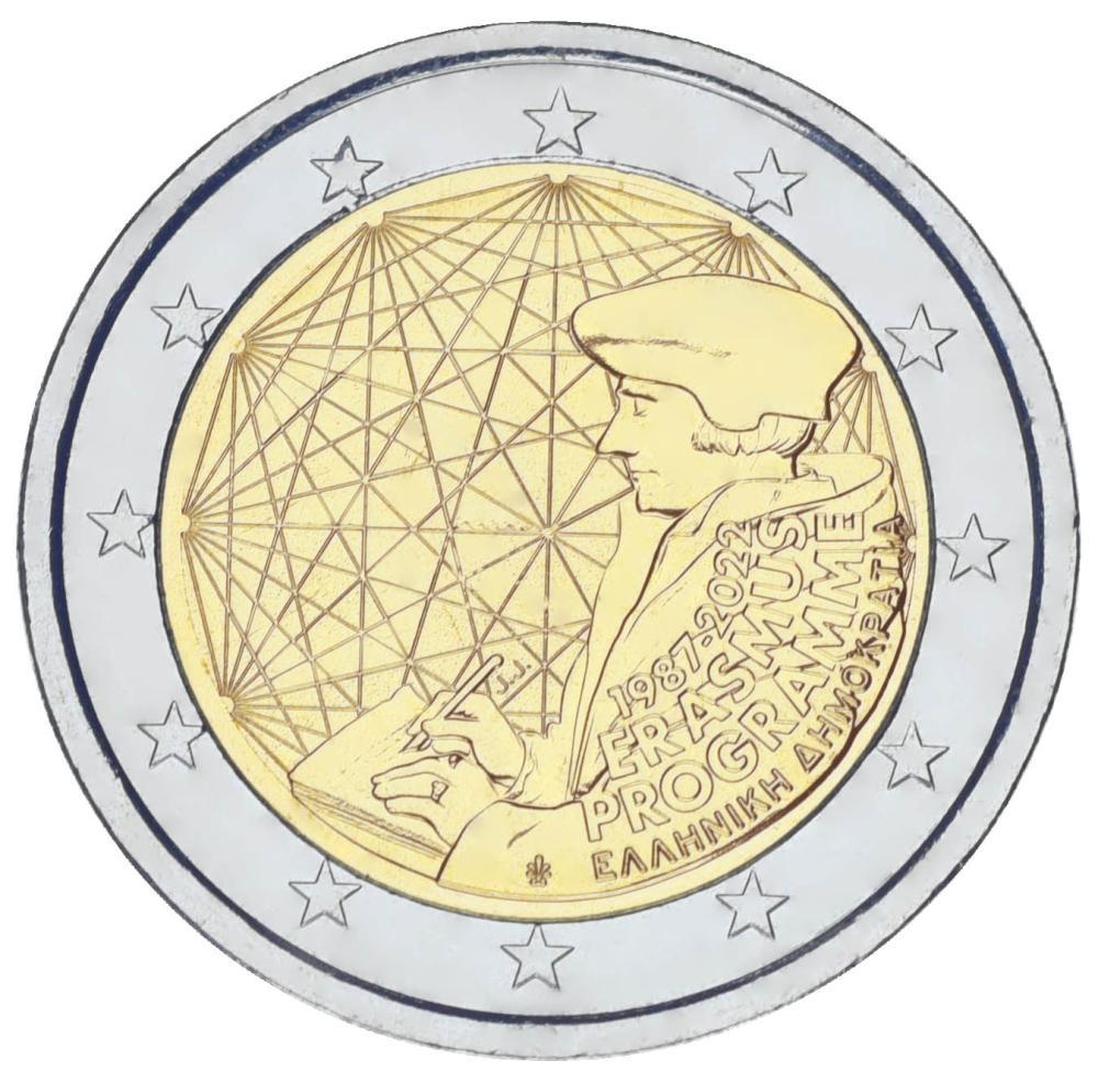 Коллекционная монета Греция 2 евро 2022 Биметалл UNC 35-летие программы Эразмус (М17170)