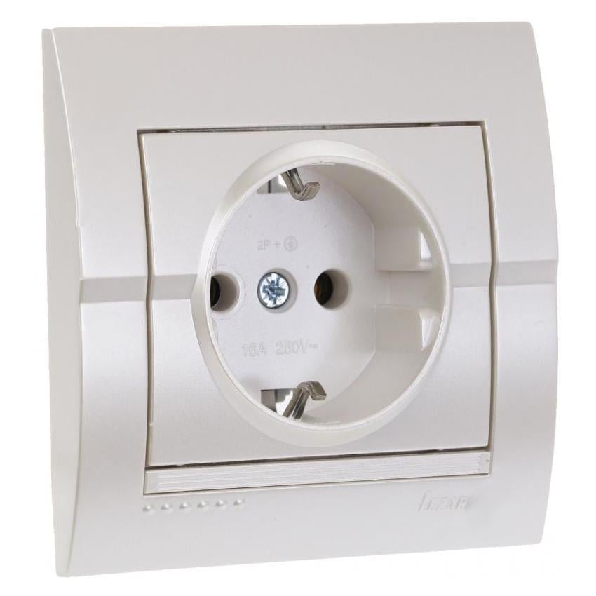 Розетка із заземленням Lezard Deriy Перлинно-білий (702-3030-122B)