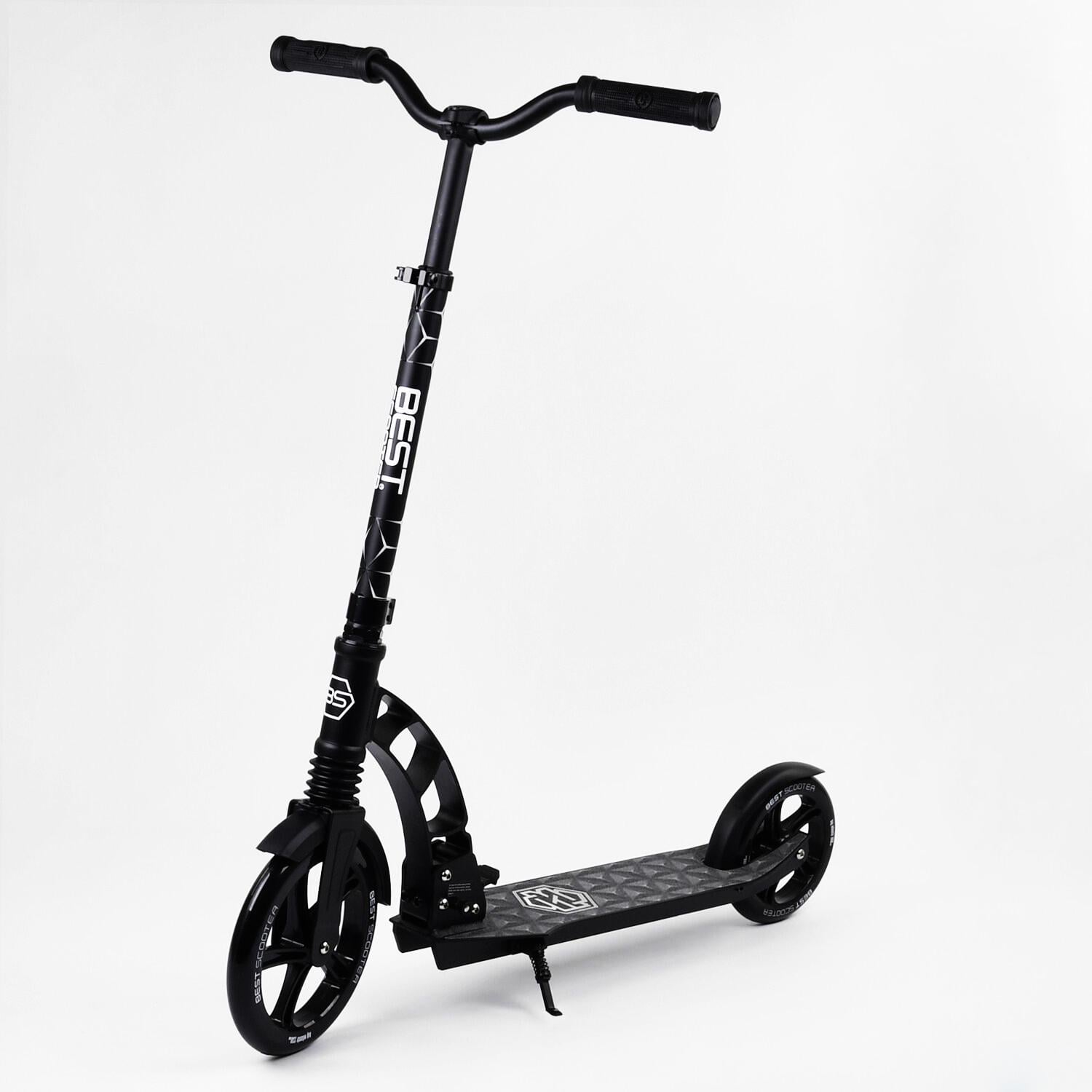 Самокат двухколесный Best Scooter с PU колесами 1 амортизатором Black (00076)