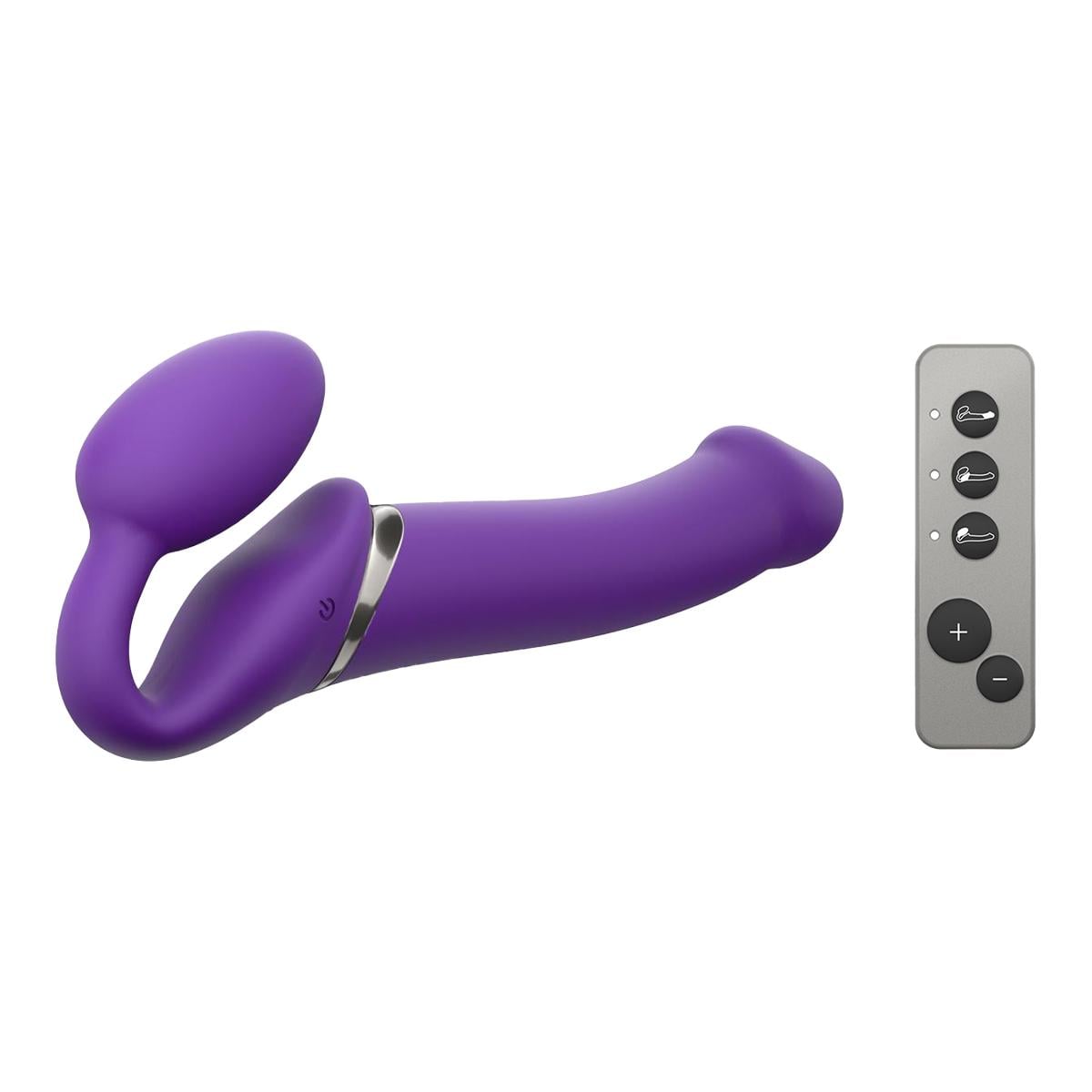 Страпон безременный с вибрацией Strap-On-Me Vibrating Bendable Strap-On L 15,8 см Фиолетовый (38215)