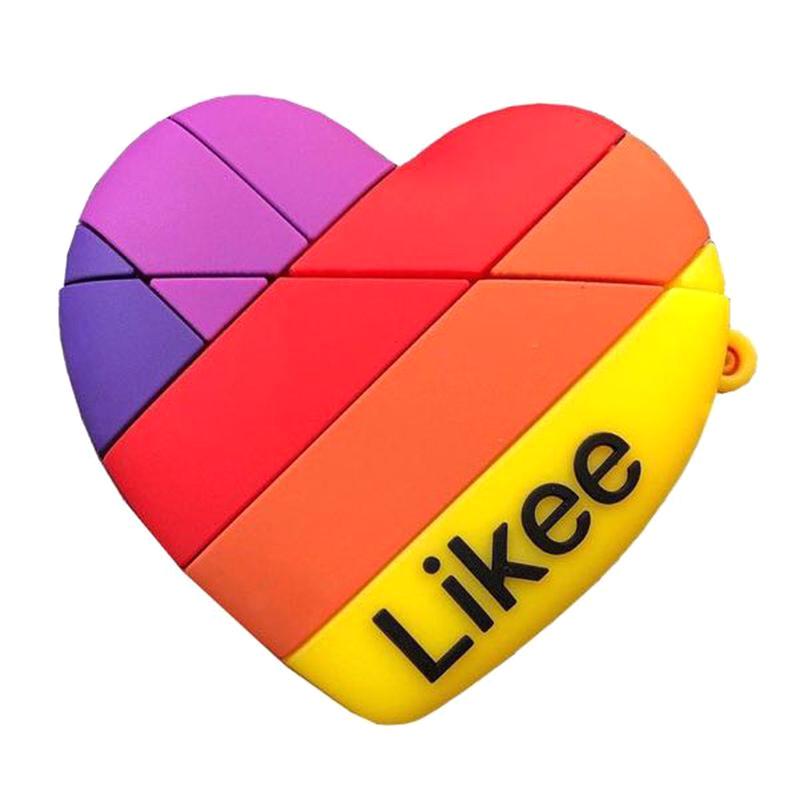 Футляр для наушников противоударный Logo Likee для AirPods 1/2 силиконовый с карабином Rainbow (00000032085_9)