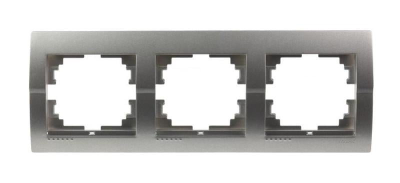 Рамка трехместная горизонтальная Lezard Deriy без вставки Графит (00000012363)