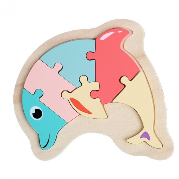 Мини-пазлы объемные деревянные Дельфинчик (KHDP12)