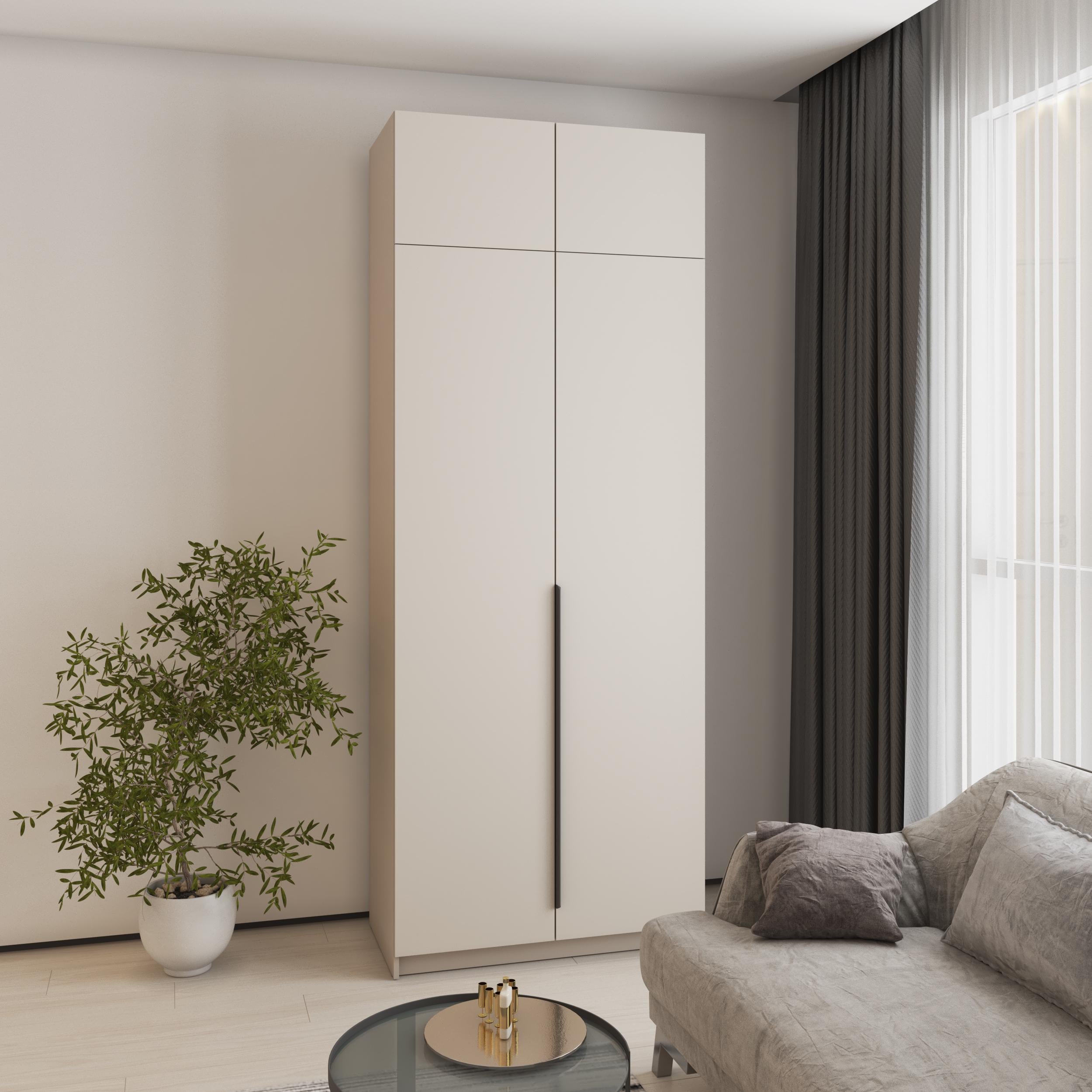 Шкаф 2-дверный с антресолью MebelStar Оскар МДФ Ultra Mat BL-B стандарт 100x52x260 см Кашемир/Кашемир (MBS-5862)